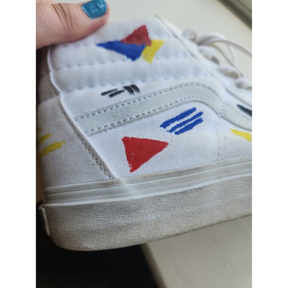 Vans White Hi Top SK8 Sneakers w/ Custom Designs Painted m Men's 8 Women's 9.5 - Picture 11 of 12